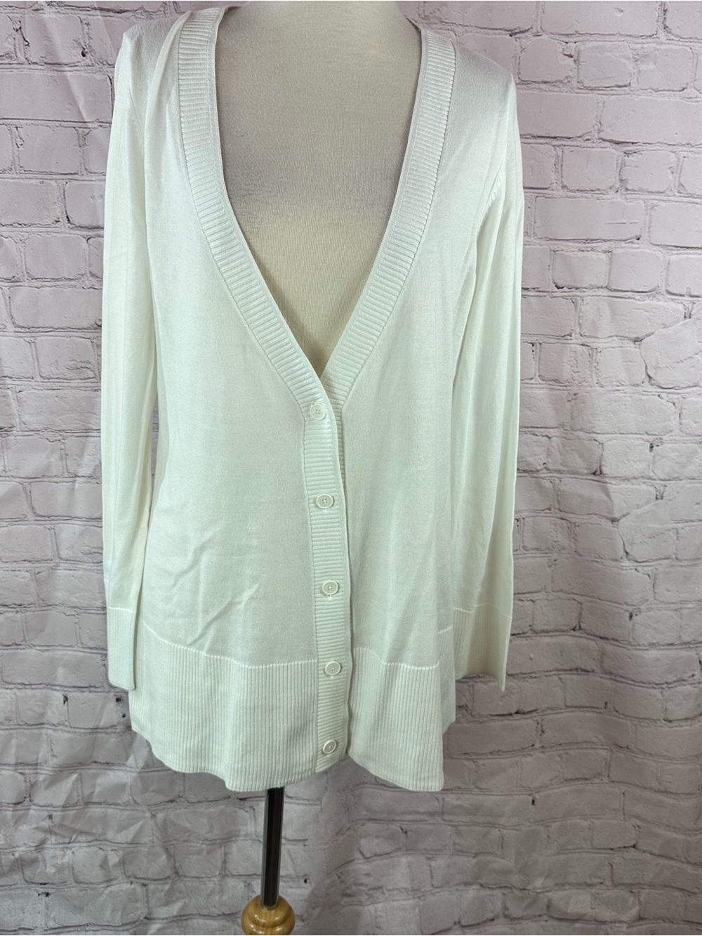 vtg Coldwater Creek White V-Neck cotton Cardigan sweater women L Y2K layer